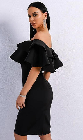 Image of Sexy Slash Neck Ruffles Elegant Female Dress