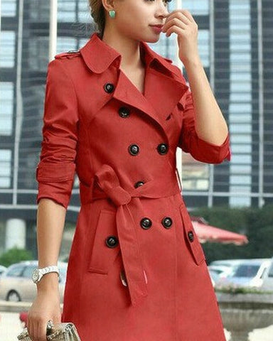 Image of Trench Slim Waist Women's Coat  Plus Size 4XL