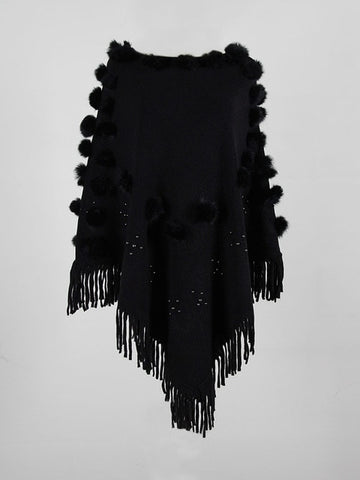 Image of Unique Design Tassel Knitted Women's Cloak