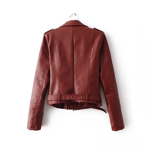 Image of Fashion Good-Quality Basic Street Women's Short Faux Leather Jacket