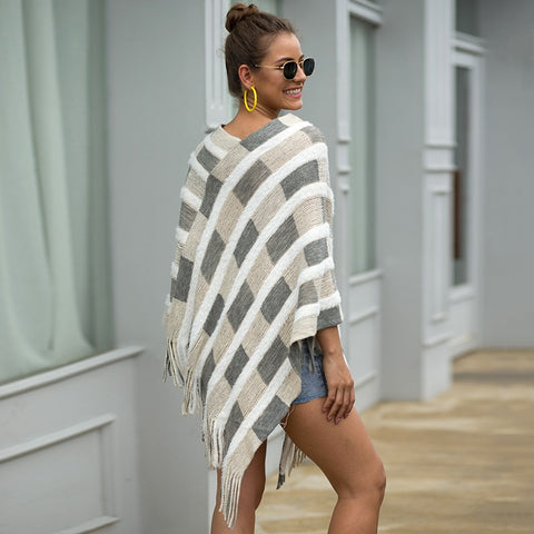 Image of New Gorgeous V-neck High Street Women's Plaid Cloaks