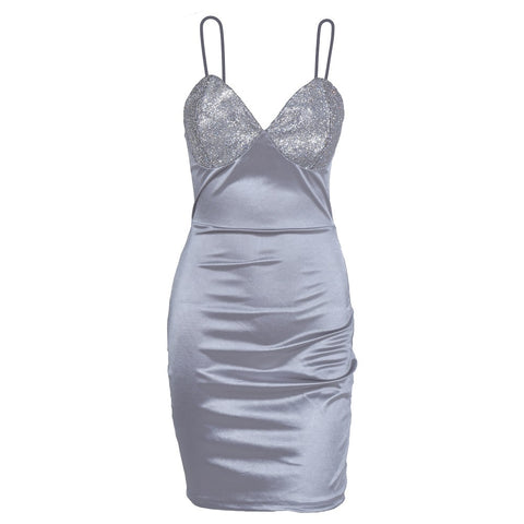 Image of Sexy Spaghetti Strap Diamond Body-con Women's Mini Dresses