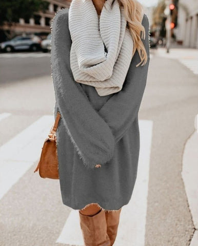 Image of Comfortable Winter Plush Sweater Dress