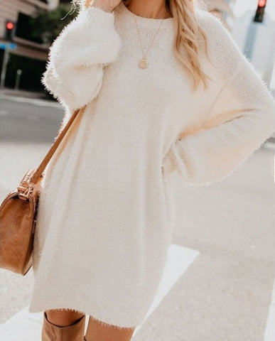Image of Comfortable Winter Plush Sweater Dress