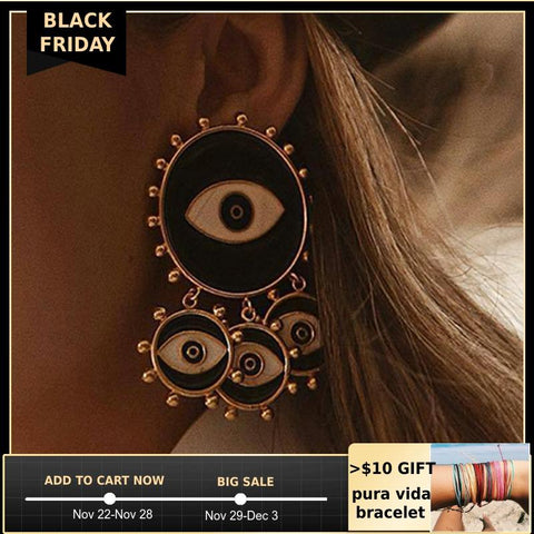 Image of New Fashion Black Evil Eye Big Statement Earring
