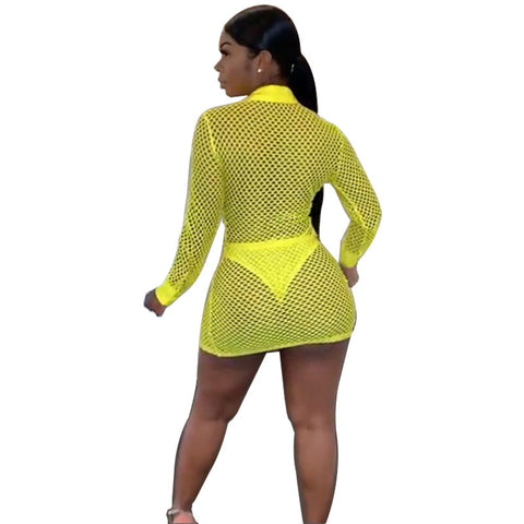 Image of New Style Knitted Sexy Mesh Dress