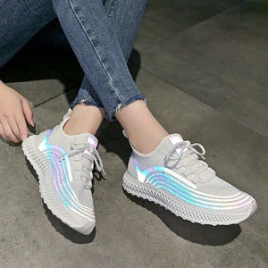 2020 Night Reflection Breathable Knitting Women Sneakers
