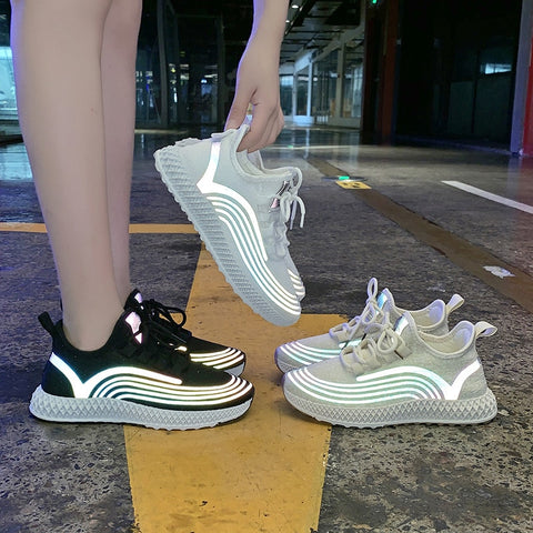 Image of 2020 Night Reflection Breathable Knitting Women Sneakers