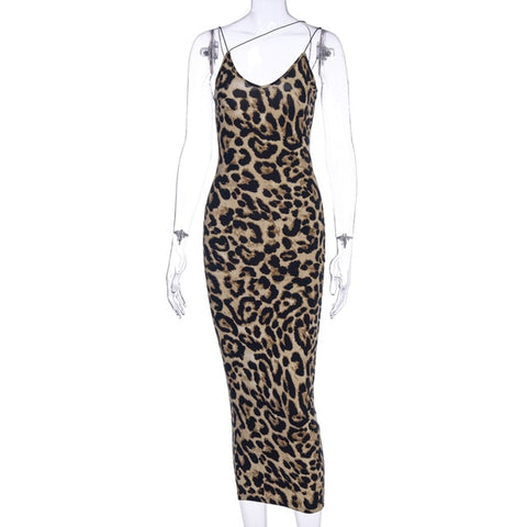 Image of Hot Sexy Leopard & Snake Print Sleeveless V-neck Dress
