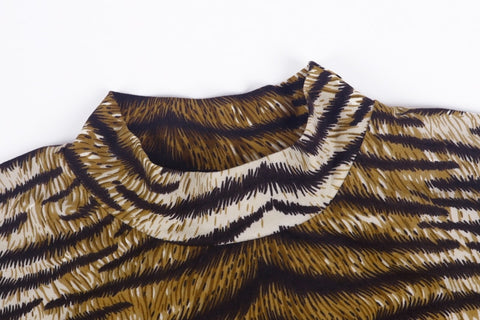 Image of Diana Sexy Slim Leopard & Tiger Print Long Sleeve Dress