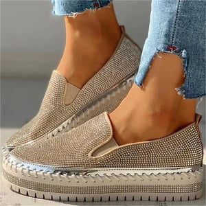 New Trends Women Flat Glitter Sneakers