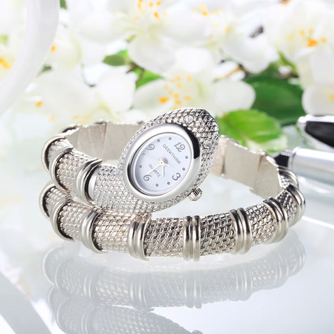 Image of Luxury & Unique Women's Silver Gold  Snake Shaped Watch