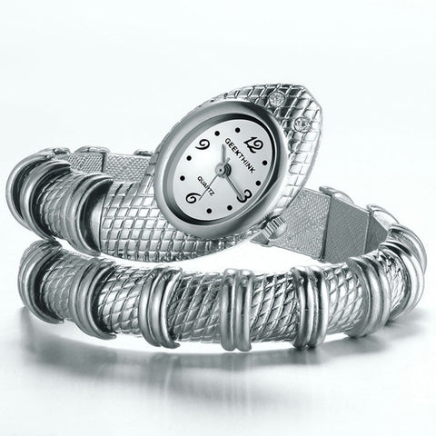 Image of Luxury & Unique Women's Silver Gold  Snake Shaped Watch