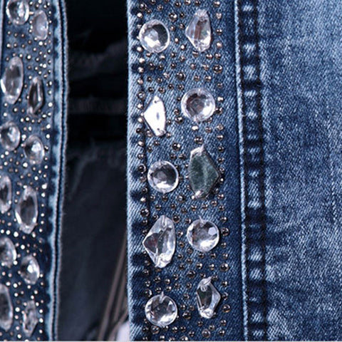 Image of Fashion Crystal Denim Women's  Jacket