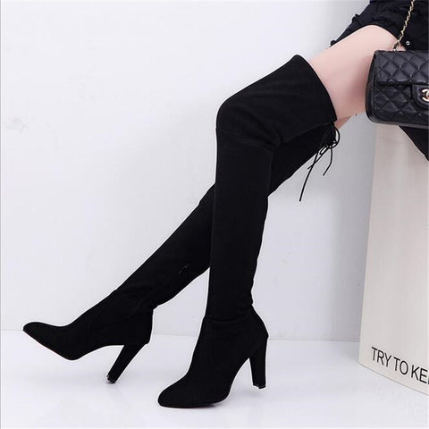 Image of New Over Knee Women's Fashion Winter Boots Thick Heel