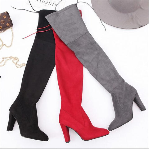 Image of New Over Knee Women's Fashion Winter Boots Thick Heel