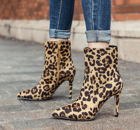 Image of Fashion Leopard Print Women's Ankle Boots