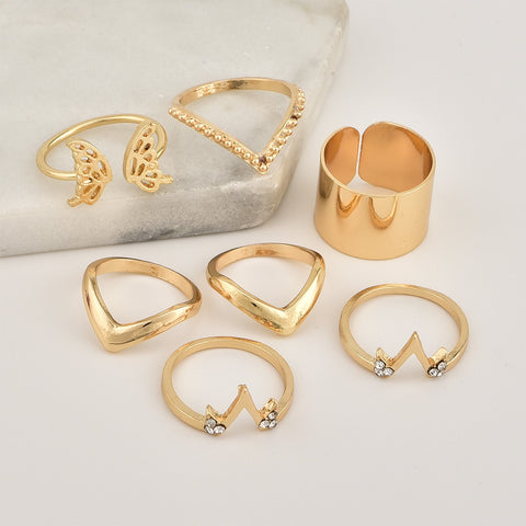 Image of New Set of 6 Chic & Different Design Gold Rings