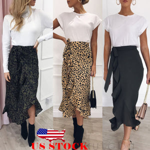Hot Sale 2019 New Fashion Women's Slim High Waist  Asymmetric Skirt