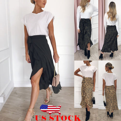 Image of Hot Sale 2019 New Fashion Women's Slim High Waist  Asymmetric Skirt